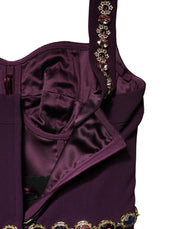 Dolce & Gabbana Violet Embellished Sheath Mermaid Gown Dress