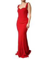 Dolce & Gabbana Red Viscose Sheath Mermaid Long Gown Dress