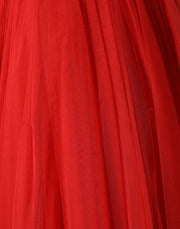 Dolce & Gabbana Red Floral Off Shoulder A-line Gown Dress