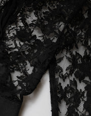 Dolce & Gabbana Black Lace Trim Cotton Sheath Midi Dress