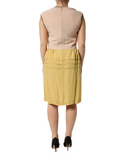 FILOS Multicolor Silk Deep V-neck Sleeveless Knee Length Dress