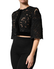 Dolce & Gabbana Black Floral Lace Cropped Coat  Jacket