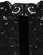 Dolce & Gabbana Black Floral Lace Cropped Coat  Jacket