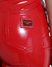Dolce & Gabbana Shiny Red High Waist Skinny Trouser Pants