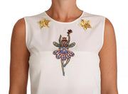 Dolce & Gabbana White Embellished Crystal Sequin Fairy  Top