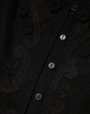 Dolce & Gabbana Black Sheer Button Down Cardigan Sweater