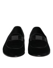 Dolce & Gabbana Black Velvet Slip On Loafers Formal Men Shoes
