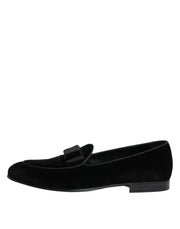 Dolce & Gabbana Black Velvet Slip On Loafers Formal Men Shoes
