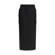 Rick Owens Black Fleece Wool Midi Skirt