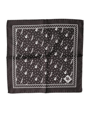 Dolce & Gabbana Black Guitar Trumpet Men Handkerchief Scarf