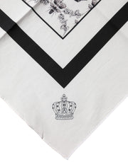 Dolce & Gabbana White Crown Cotton Men Square Foulard Scarf