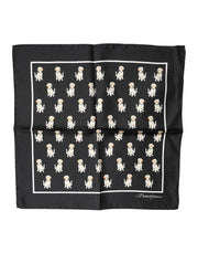 Dolce & Gabbana Black Dog Print Square Handkerchief Scarf