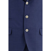 Brunello Cucinelli Blue Fleece Wool Two-Piece Suit