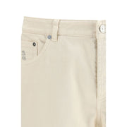 Brunello Cucinelli White Cotton High-Waisted Jean