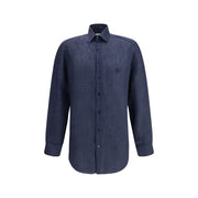 Etro Blue Linen Dress Shirt
