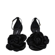 Dolce & Gabbana Black Satin Stiletto Heel Sandals