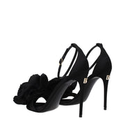 Dolce & Gabbana Black Satin Stiletto Heel Sandals