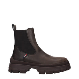 Moncler Brown Leather Ankle Boots