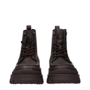 Moncler Brown Leather Ankle Boots