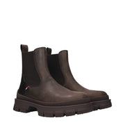 Moncler Brown Leather Ankle Boots