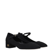Miu Miu Black Fabric Mid Heel Pumps