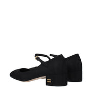 Miu Miu Black Fabric Mid Heel Pumps