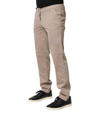 U.S. POLO ASSN. Beige Cotton Stretch Straight Mid Waist Trouser Pants