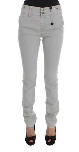 Costume National Pants Gray Cotton Blend Super Slim Fit Jeans