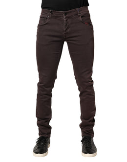Daniele Alessandrini Brown Cotton Mid Waist Skinny Men Denim Jeans