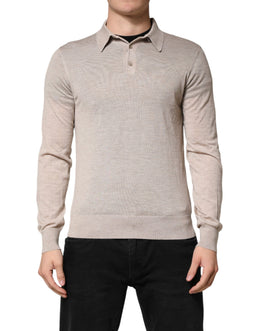 Dolce & Gabbana Beige Cashmere Collared PoloPullover  Sweater