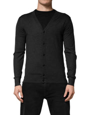 Dolce & Gabbana Black Cashmere Buttoned Men Cardigan Sweater