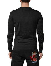 Dolce & Gabbana Black Cashmere Buttoned Men Cardigan Sweater