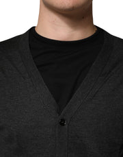 Dolce & Gabbana Black Cashmere Buttoned Men Cardigan Sweater