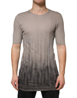 Laneus Gray Two Tone Cotton Round Neck Short Sleeves T-shirt