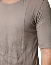 Laneus Gray Two Tone Cotton Round Neck Short Sleeves T-shirt