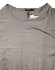 Laneus Gray Two Tone Cotton Round Neck Short Sleeves T-shirt