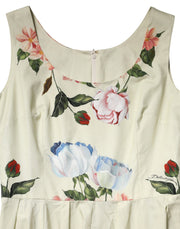 Dolce & Gabbana Beige Floral Sleeveless A-line Dress