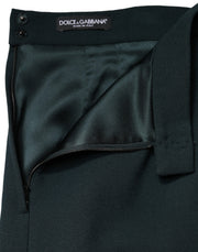 Dolce & Gabbana Dark Green Mid Waist Pencil Cut Mini Skirt