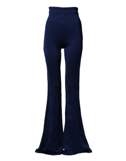 Elisabetta Franchi Navy Blue HighWaist Flare Leg Trouser Pants