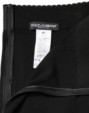 Dolce & Gabbana Black Wool High Waist Pencil Cut Midi Skirt