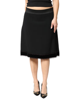 Dolce & Gabbana Black Mid Waist A-line Knee Length Skirt