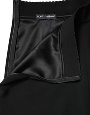 Dolce & Gabbana Black Mid Waist A-line Knee Length Skirt
