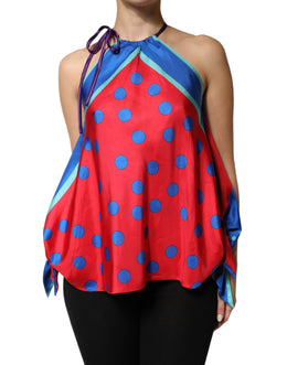 Dolce & Gabbana Multicolor Polka Dot Tie Halter Blouse  Top