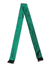 Dolce & Gabbana Green Silk Fringes Neck Wrap Foulard Scarf