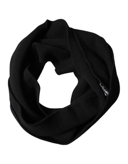 Dolce & Gabbana Black Wool Knitted Neck Wrap Foulard  Scarf