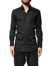 Dolce & Gabbana Black GOLD Cotton Men Dress Formal Shirt