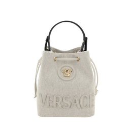 Versace White Fabric Backet Bag