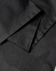 Dolce & Gabbana Black Satin Silk Fringes Neck Foulard Scarf