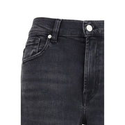 7FOR Black Cotton Straight-Leg Jeans