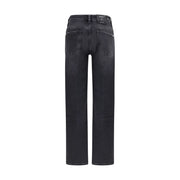 7FOR Black Cotton Straight-Leg Jeans